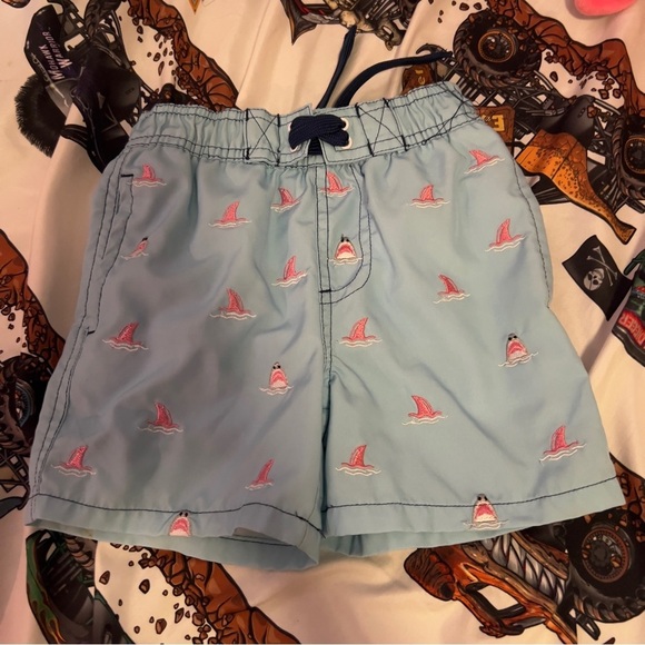 Kids Swim Trunks with Shark Print - Picture 1 of 4
